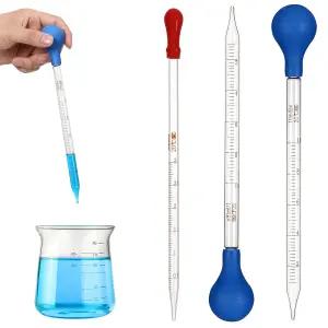 보후이즈 3Pcs 유리 피펫 퍼 실험실 학교 연구용 고무 전구가 된 0ml 눈금 액체