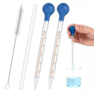 2Pcs 유리 피펫 퍼 고무 전구 및 청소 브러시와 교반 막대가 된 0ml 실험실 졸업 오일 학교 연구용 이송