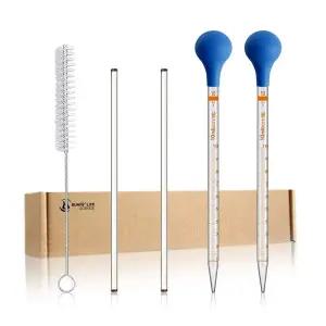 2PCS 0ml 유리 눈금 퍼 랩 피펫 액체 고무 캡 20CM 교반봉 및 브러시