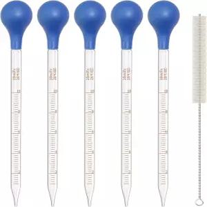 Asherxin 5팩 0ml 유리 피펫 퍼 랩 졸업형 액체 오일용 청소 브러시 개 고무 캡 실험실 이송