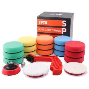 SPTA 드릴 연마 패드 키트 20pcs 3인치 80mm 차량 폼 완충 울 다기능 청소 브러시 폴리셔 및 절단용 백