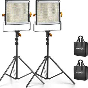 2팩 mable Bi Color 480 LED 비디오 조명 키트 U 브래킷이 있는 32005600K CRI 96 패널 유튜브 녹화