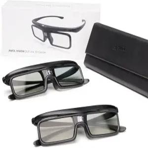 AWOL VISION DLP 링크 3D 안경 LTV3000 프로 및 호환되는 충전식 액티브 셔터 사라짐 TV 기타 프로젝터 2팩