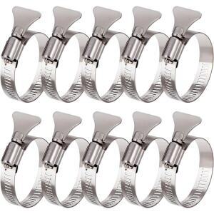 10pcs304 스테인레스 스틸 호스 클램프 조정 가능 핑거 키 6-44mm 파이프 자동차 및 기계 응용 프로