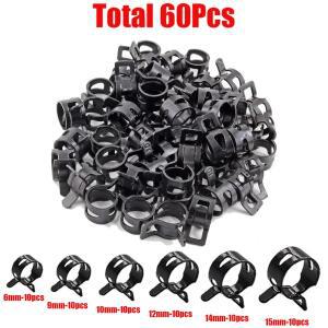 검정색 60피스 6-15mm Q673B 진공 스프링  오일 물 CPU 호스 클립 파이프 튜브 밴드 클램프 금속 패스너 구