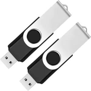 2팩 32GB USB 플래시 드라이브 2.0 엄지 점프 폴드 저장 메모리 스틱 회전 디자인 - 블랙