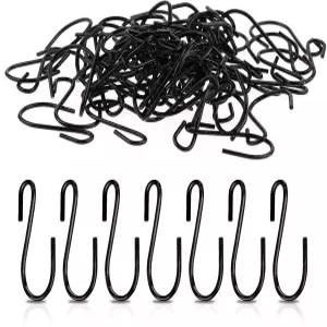 Mozeat 렌즈 60 PCS S 후크 - 미니 보석 걸이용 철제 와이어 걸이 작은 주방용품 화분 검정