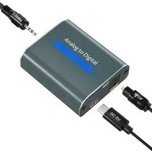 아날로그-디지털 변환기 96KHz 3.5mm 잭 AUX-광학 오디오 어댑터 알루미늄 RCA-광학 광케이블 및 케이블