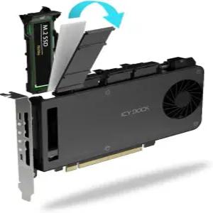 PCIe 확장 슬롯용 5.0 x 16 모바일 랙 인클로저/어댑터 카드 4 베이 리무버블 M.2 NVMe SSD 분기 필요 ICY