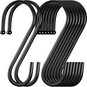24팩 S 후크 식물 걸이용 3.5인치 헤비 듀티 청바지 가방용 대형 옷장 막대 바구니용 블랙 메탈 모양 냄비