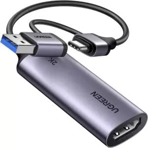 UGREEN 2K@30Hz 1080P 60FPS 비디오 캡처 카드 4K 입력 HDMI를 USB 3.0 A 및 C 스위치