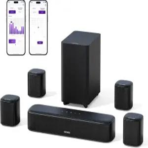ULTIMEA 7.1ch 가상 서라운드 사운드 바 4개의 스피커가 있는 스마트 TV용 최대 전력 330W 시스템 앱 제어