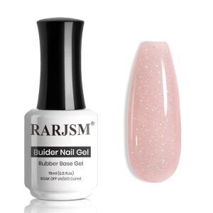 RARJSM 누드 글리터 고무 베이스 젤 매니큐어 아이스 젤리 핑크 레인보우 쉬머 퀵 익스텐션 빌더 하드 경화 시 15ml 프렌치 필요