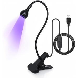 젤 네일 mlogiroa UV 라이트 3W 미니 램프 구세넥 4단계 디밍 365+395nm 파장 USB 충전이 한 휴대용 클램프 홈 살롱 매니큐어 장식 DIY