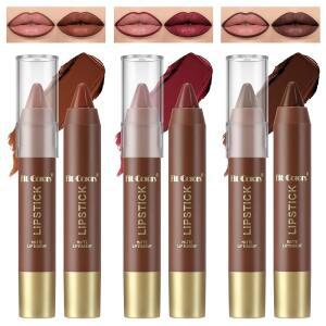 노에러 3Pcs 모브 브라운 매트 립 라이너 및 립스틱 콤보 세트 키트 앤티크 드락 매직 오리지널 크레용 메이크업 얼룩 오래 지속되는 가을 색조 방수