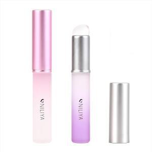닐리야 2PCS 실리콘 립 브러시 어플리케이터 컨실러용 메이크업 그라디언트 컬러 핸들 핑크 + 퍼플 포함