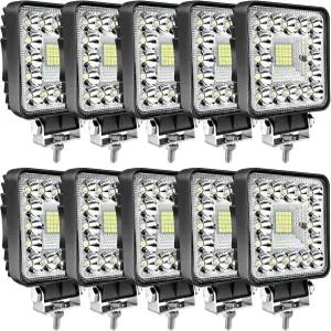LED 트랙터 작업 조명 MUVKQC 4인치 123W 12 000lm 사각형 바 12V 24V 큐브 포드 방수 오프로드 주행