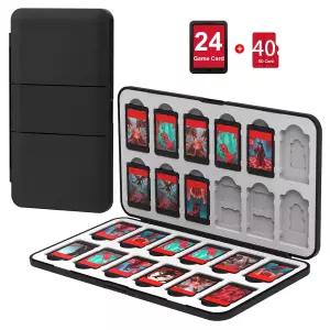 닌텐도 스위치 2/OLED/라이트용 QuoLumPIA 24 게임 카드 케이스 - 24개의 카트리지와 40개의 SD 컴팩트