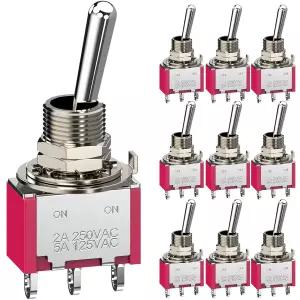 DIYHz 토글 스위치 AC 5A/125V 2A/250V 3핀 단자 켜기/켜기 2 위치 SPDT 미니 미니어처 자동차 대시보드