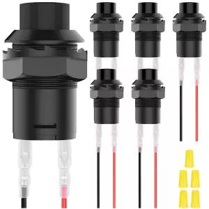 MKBKLLJY 6Pcs 자체 잠금 푸시 버튼 스위치 12mm AC 250V/1.5A 125V/3A 2핀 블랙 래칭 라운드 ON 터미널