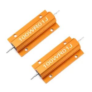 Chanzon 2pcs 와이어 감김 알루미늄 쉘 저항기 0.01 ω 옴 0r01 r01 100W ±5 허용 오차 0.01R Rohs 인증됨