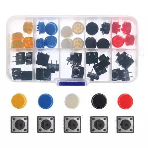 예타이다 25팩 마이크로 모멘탈 촉각 푸시 버튼 캡 12x12x7.3mm 미니어처 터치 미니 스위치 SMD PCB용 4핀