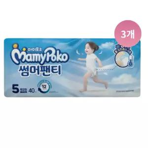 마미포코 썸머팬티형 여름 기저귀, 여아 5단계,40매, 3팩