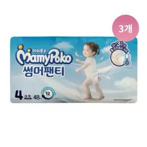 마미포코 썸머팬티형 여름 기저귀, 여아 4단계,48매, 3팩