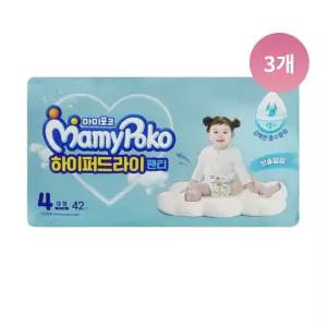 마미포코 하이퍼드라이 팬티형 여아 4단계,42매, 3팩