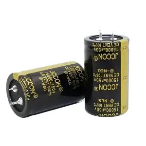 용접기 LED 드라이버 전원 공급 장치 충전 파일 등을 위한 50V15000UF 2핀 납땜 단자 전해 커패시터 2개.