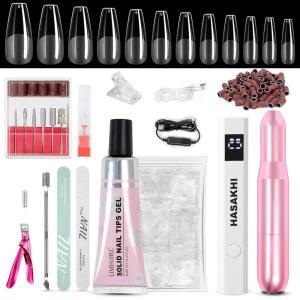 젤 네일 키트 올인원 초급 키트와 드릴 핸드헬드 UV 라이트 30g 솔리드 붙임 504PCS 팁 아크릴 홈 살롱 DIY 아트 매니큐어 선물 긴