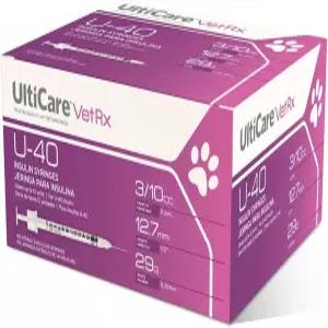UltiCare VetRx U-40 3/10cc 반려동물 인슐린 주사기 - 29G x 1/2 100 ct 편안하고 정확한 투약 모든 강도