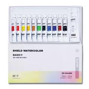 쉴드 베이직플러스 수채 물감 학생용 7.5ml 12색 미술 칠하기 화방화 화물감 화그림 학생화