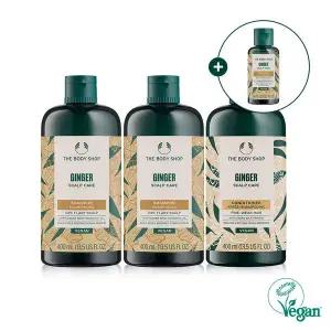 [더바디샵][2+1] 진저 스캘프 케어 대용량 샴푸&컨디셔너 400ML 세트 (샴푸2개+컨디셔너1개) (888161)