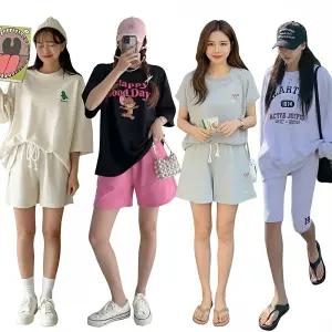 여름 여성 의류 트레이닝 세트 모음전 빅사이즈 츄리닝 운동복 홈웨어 여자 면 기모 봄 여름 가을 겨울