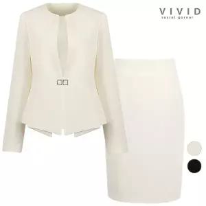 VIVID SET 여성 여름 노카라 정장자켓+스커트 세트