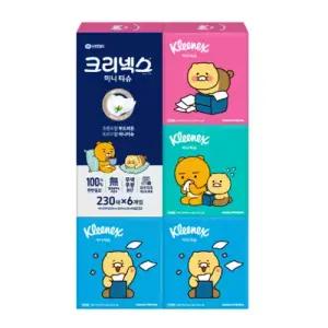 크리넥스 미용티슈 디럭스 미니 카카오프렌즈 각티슈 230매 6개입