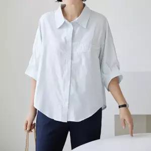김여사, (빅사이즈)(66-88) 지지미 퍼프 카라 셔츠 3NB505212