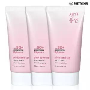 [프리티스킨] 핑크 톤업 선크림 50ml 3개 / 생기 충전