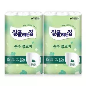 [잘풀리는집]순수 클로버 천연펄프 30M x 30롤 x 2팩