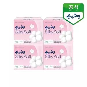 [깨끗한나라] 순수한면 생리대 실키소프트 대형 14개입 4팩