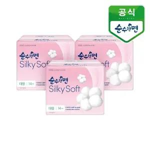 [깨끗한나라] 순수한면 생리대 실키소프트 대형 14개입 3팩