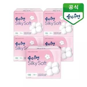 [깨끗한나라] 순수한면 생리대 실키소프트 대형 14개입 5팩