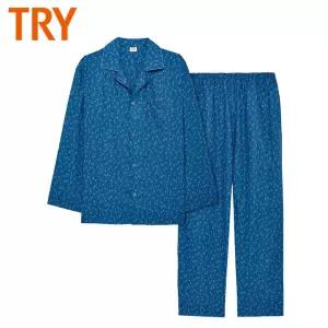 TRY 남성 봄 가을 순면 100% 상하세트 잠옷 실내복 파자마 긴팔 긴바지