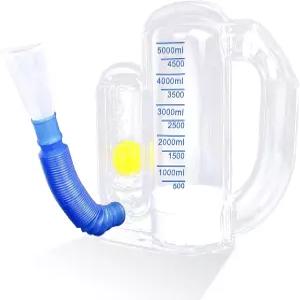 인센티브 스파이로미터 폐 호흡 운동 기구 훈련기 - 5000ml 용량 측정 및 유량 표시기 포함
