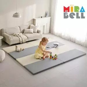 [미라벨] 카라 실리케어 유아 층간소음 놀이방5단 노틈새 항균형 폴더매트140X240 베이지그레이