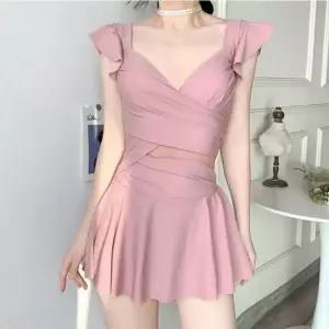 체형커버 프릴 모노키니 여성 미니 물놀이 원피스 수영복