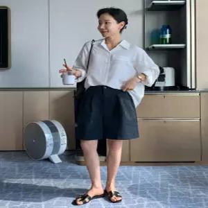 코발트 핀턱 코튼 반바지 (2 color) 뒷밴딩