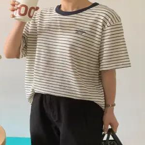 퍼피핸디 스트라이프 라운드넥 반팔 (2 color)