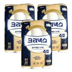 크리넥스 울트라클린 도톰한 4겹 휴지 25m 30롤 x 3팩